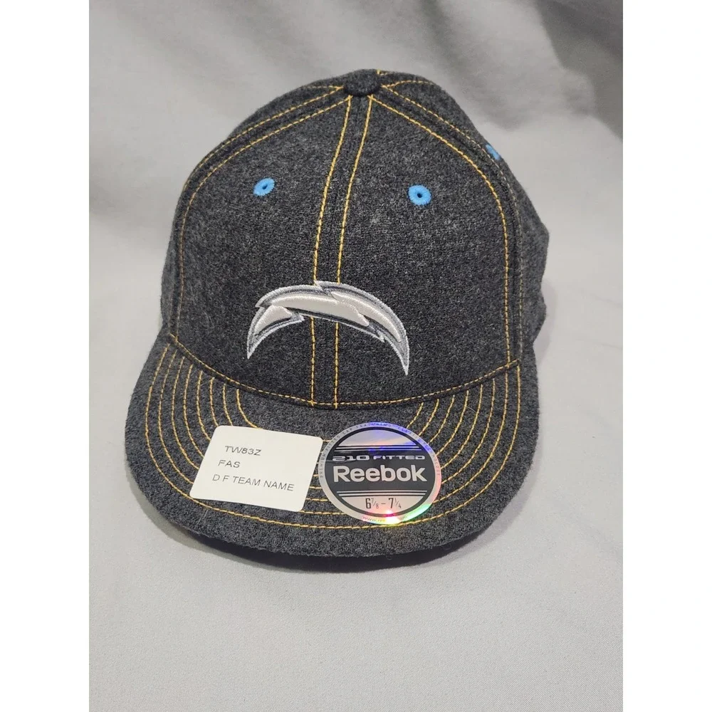 210 Fitted Reebok Los Angeles Chargers NFL Gray Fitted‎ Hat 6 7/8 - 7 1/4 Wool